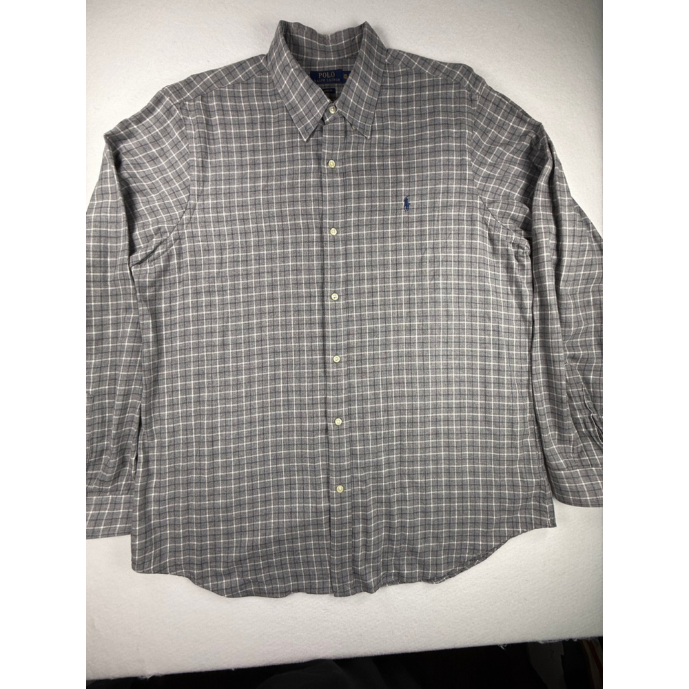 Polo Ralph Lauren Gray Check Classic Fit Long Sleeve Button-Down Shirt Men’s XXL